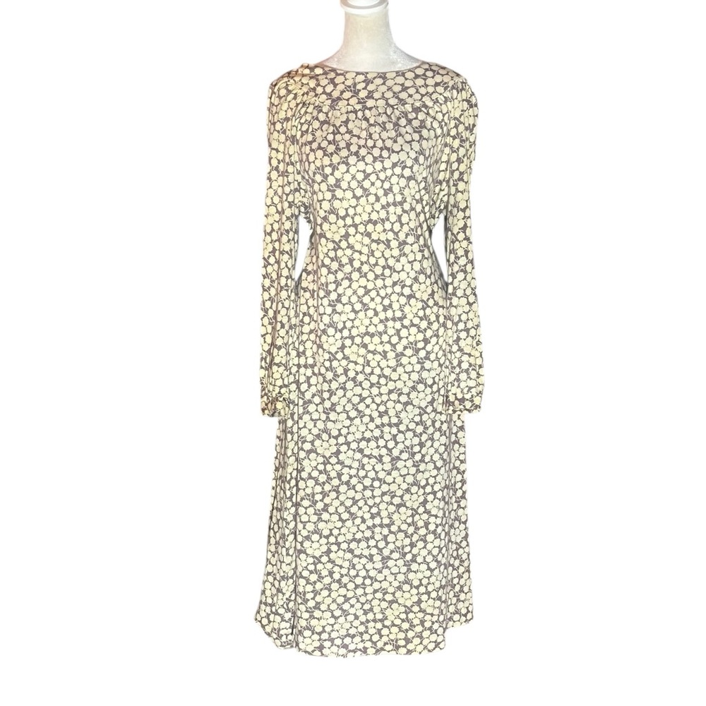 DIANE VON FURSTENBERG 70s Vintage Dusk Purple Ivory Flower Print Dress 10*